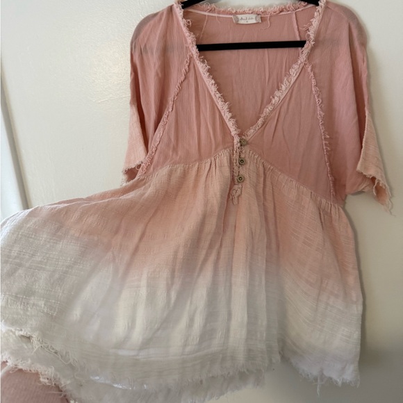 Altar'd State Top Pink Blush & White Ombre Flowy Boho Blouse Free People Sz M - Picture 5 of 12